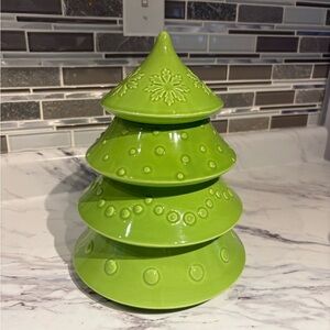 Vintage Christmas Tree Cookie Jar Tiered stacking candy dish
